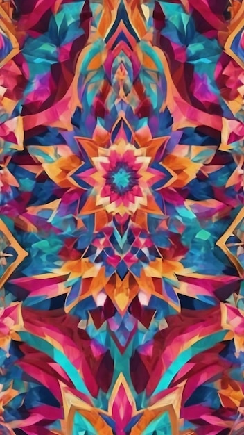 Seamless background pattern abstract kaleidoscope fabric design texture