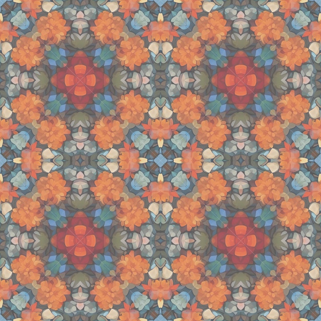 Seamless background pattern Abstract kaleidoscope fabric design texture