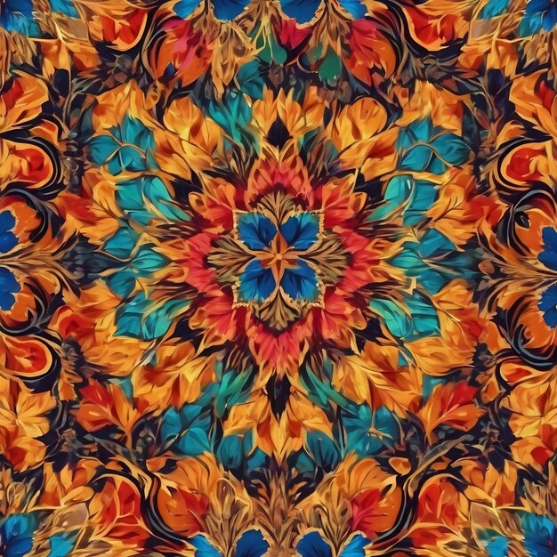 Seamless background pattern abstract kaleidoscope fabric design