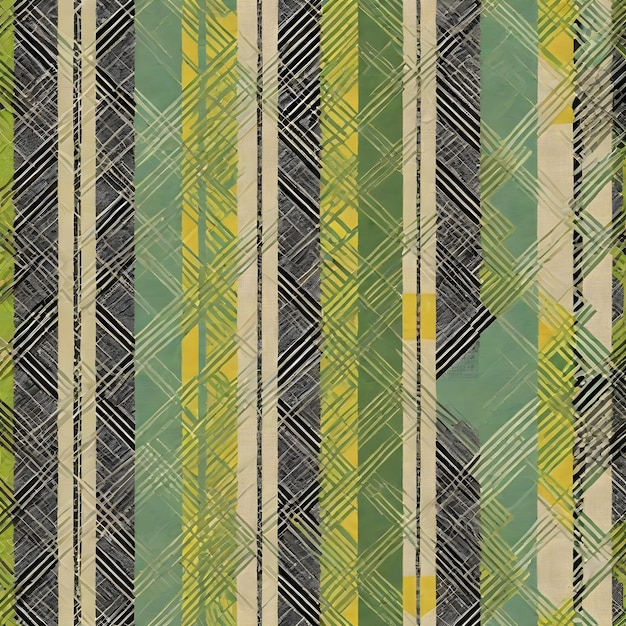 녹색과 노란색으로 된 기하학적 플레이드 패턴