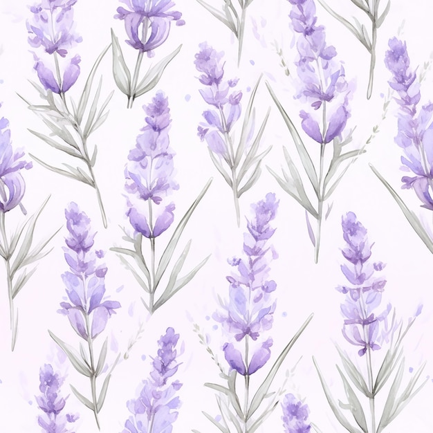 Seamless background of tender watercolor lavender on white