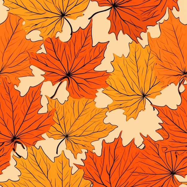 Seamless background with autumn leaves generative ai