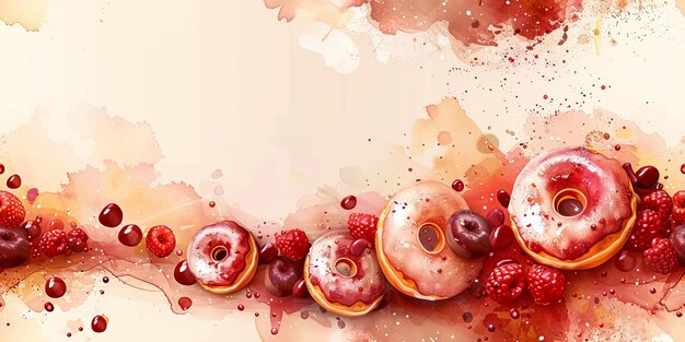 Seamless background with colorful donuts creative illustration in retro style with copy space