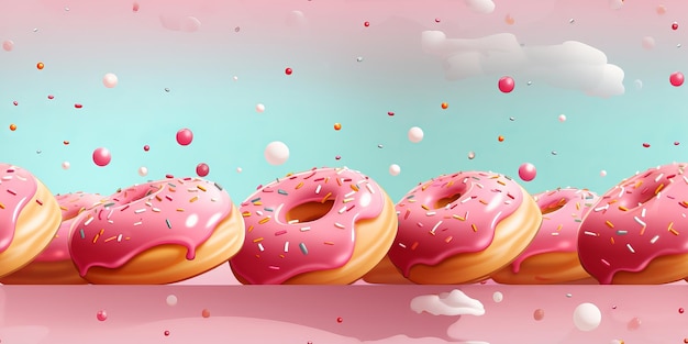 Seamless background with colorful donuts creative illustration with copy space