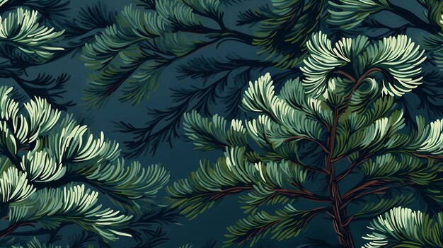 seamless background with coniferous branches pattern coniferous fir