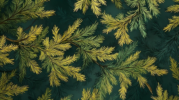 seamless background with coniferous branches pattern coniferous fir