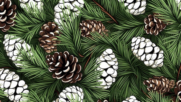 seamless background with coniferous branches pattern coniferous fir