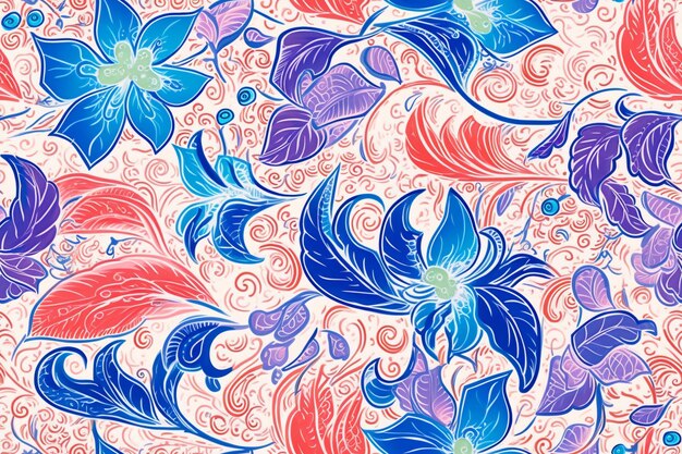 Фото Бесшовный batik pattern ai генеративный