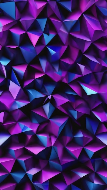 Seamless beautiful 3d random pattern shapes in purple blue black background triangle geometric web