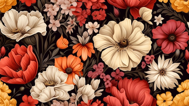 <unk> 없는 아름다운 꽃 일러스트레이션 패턴
