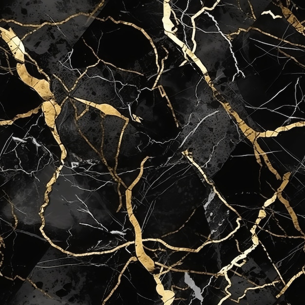 Seamless Black and Gold Marble Pattern