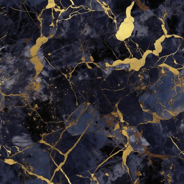 Seamless Blue and Gold Marble Pattern