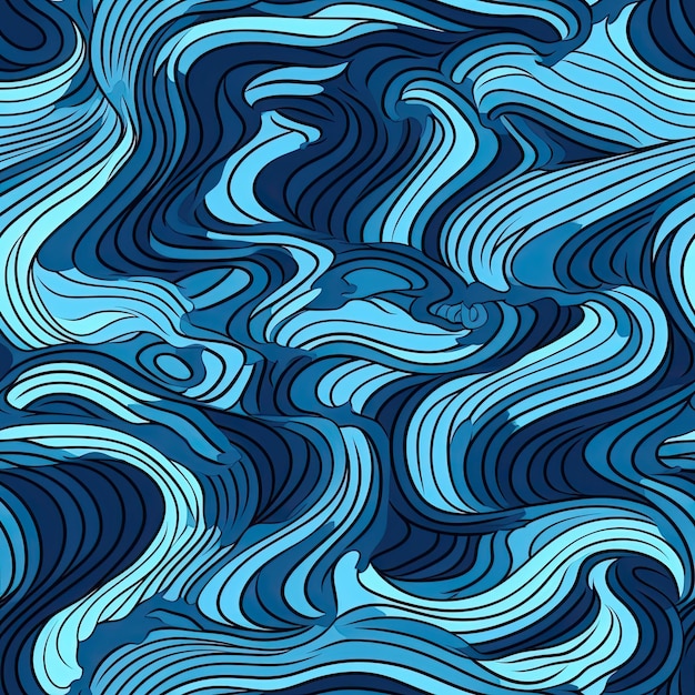 Seamless Blue Waves Water Pattern