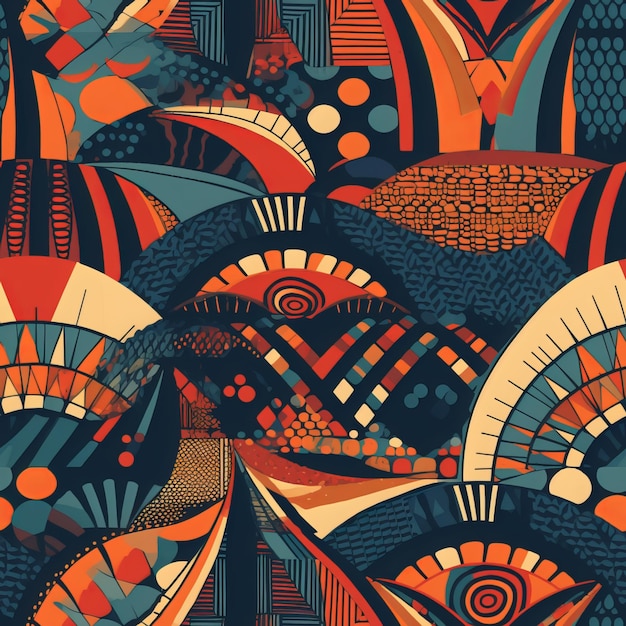 Seamless Bold Tribal Inspired Shapes Texture