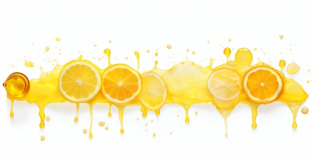 Photo seamless border dripping melted lemon and honey isolated on