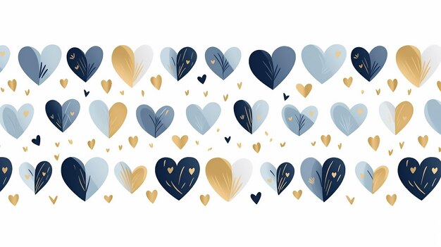 seamless border pattern with tiny golden heart shapes