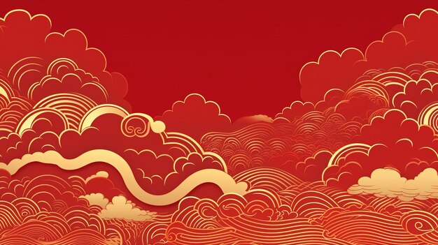 Seamless border with Golden Chinese clouds different Chinese new year background