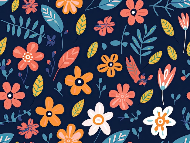 Photo seamless botanical pattern flowers illustration wallpaper background design generative ai