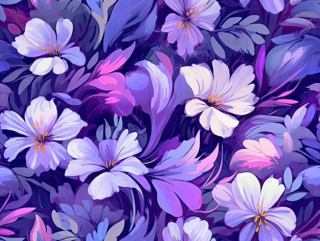 Seamless botanical pattern flowers illustration wallpaper background design Generative AIxA