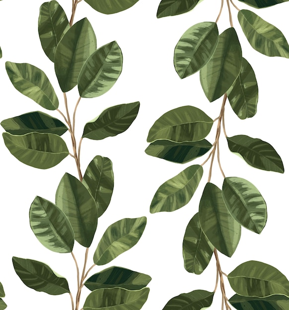 Photo seamless botanical pattern. twigs with leaves