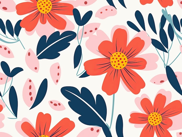 Seamless botanical pattern with flowers wallpaper background design Generative AI