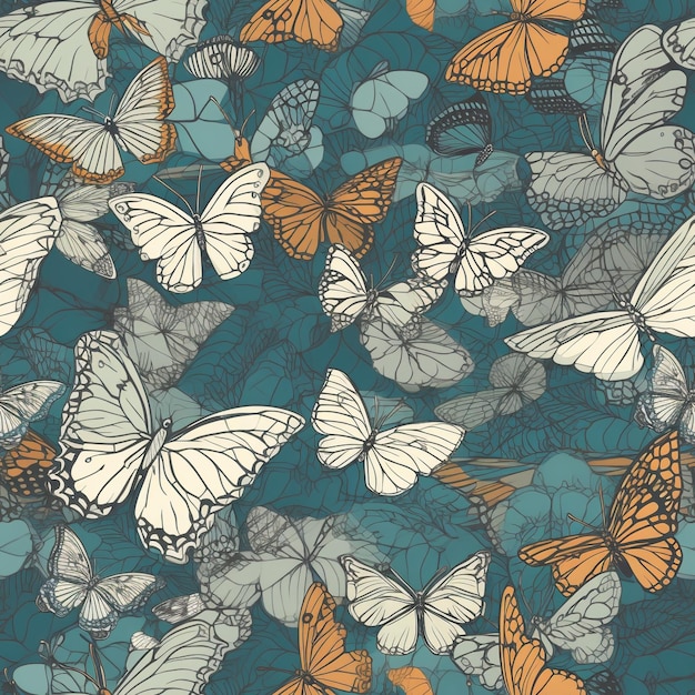 Seamless Butterflies Pattern with Happy Colors