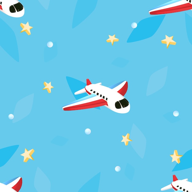 Seamless cartoon airplane pattern 3d rendered picture