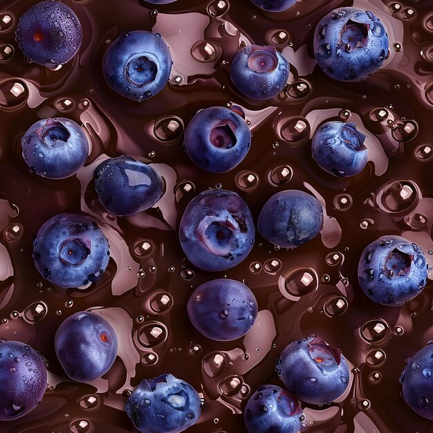 Seamless chocolate with fresh sweet blueberries