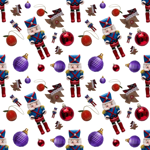 Photo seamless christmas pattern on a white background.