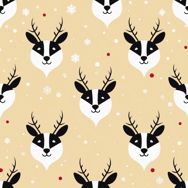 Photo seamless christmas pattern with deers and snowflakes vector illustration