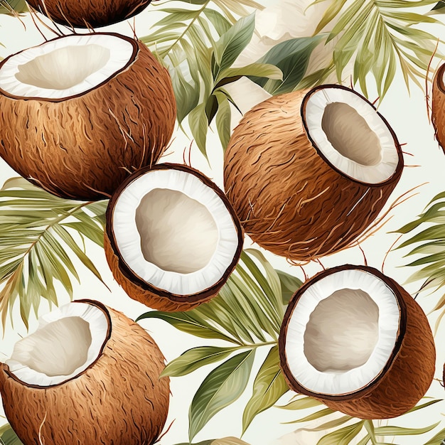 Seamless coconut pattern banner wallpaper simple background generative ai