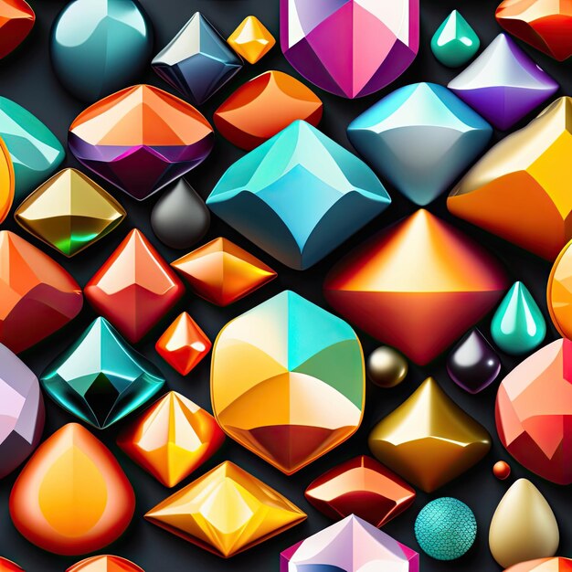 Seamless colorful gemstones background Jewels pattern Digital art