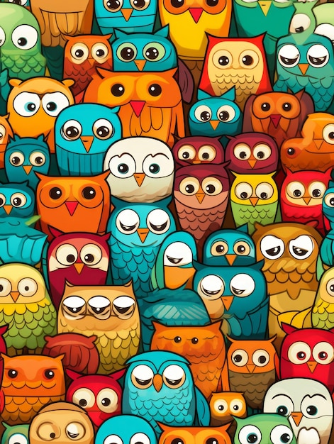 Seamless Colorful Owl Pattern