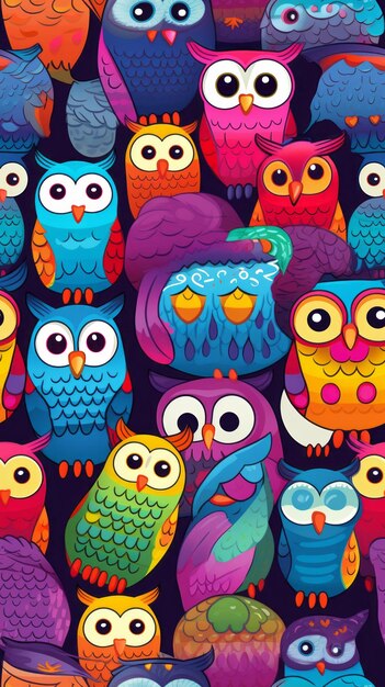 Seamless Colorful Owl Pattern