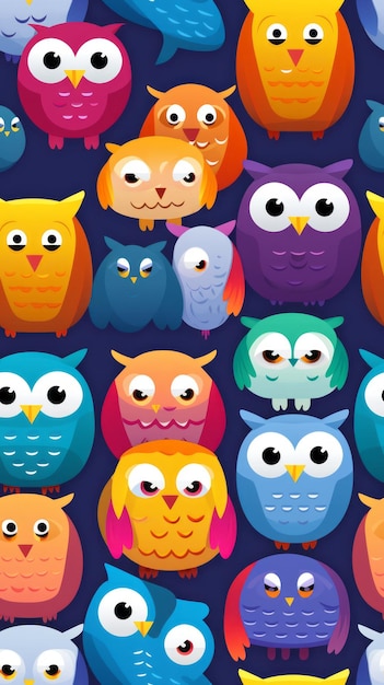 Seamless Colorful Owl Pattern