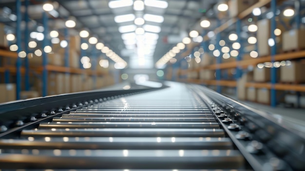 Seamless conveyor belts moving products for shipping