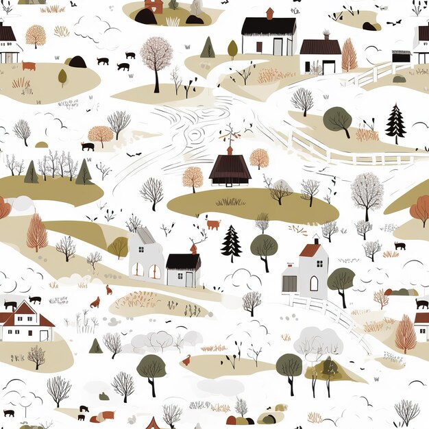 Photo a seamless country farm pattern