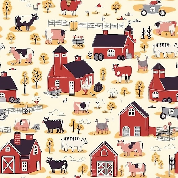 Photo a seamless country farm pattern