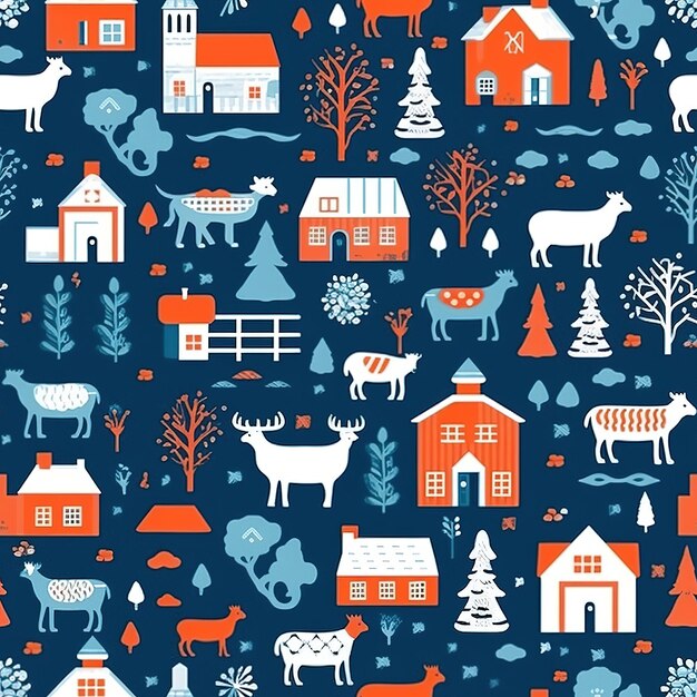 Photo a seamless country farm pattern