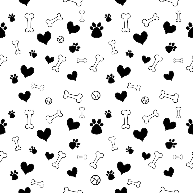 Seamless cute dog toy and pet toy heart pattern background.
Illustration pet art wallpaper and fabric pattern