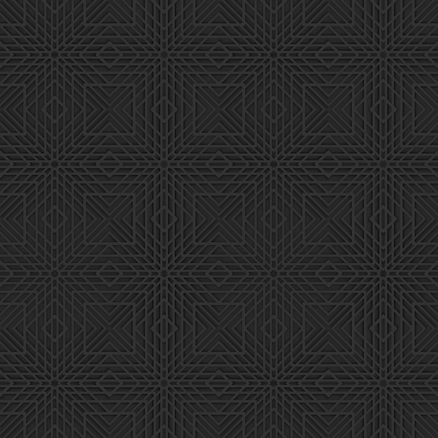 シームレスな暗い四角形のラインパターンの壁の背景