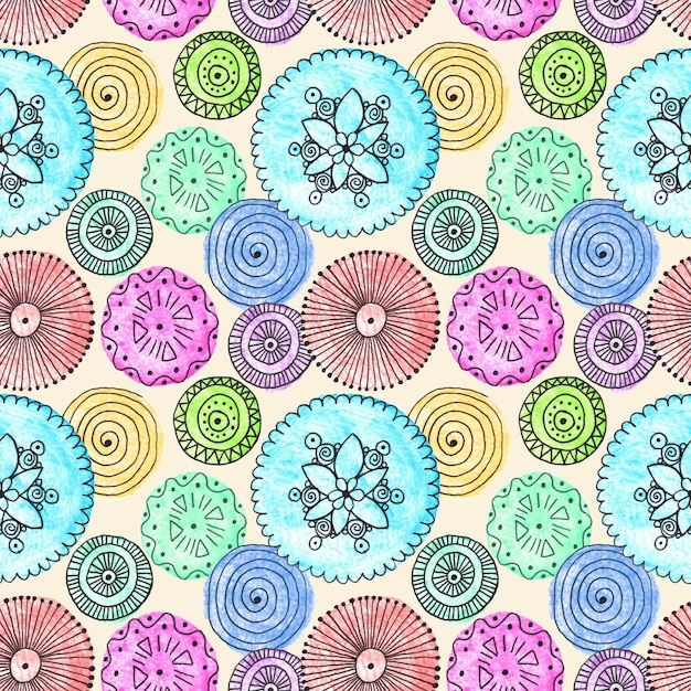 Photo seamless doodle pattern of round elements