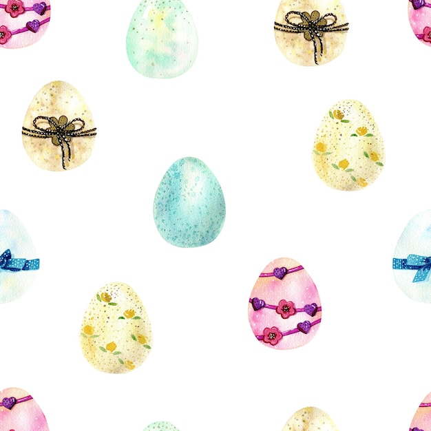 Seamless easter pattern with eggs on white background