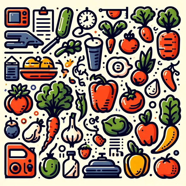 Photo seamless endless fruits amp veggies pattern decor vector art illustration avatar icon wallpaper pic