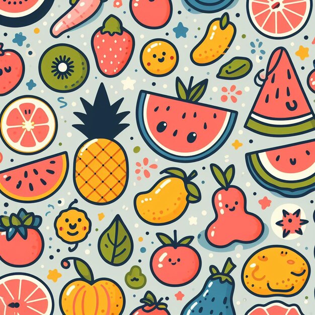 Photo seamless endless fruits amp veggies pattern decor vector art illustration avatar icon wallpaper pic