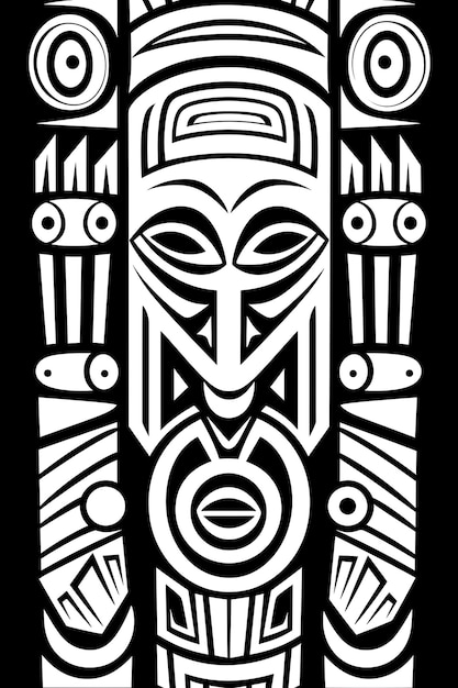 Seamless ethnic african pattern black and white coloring page