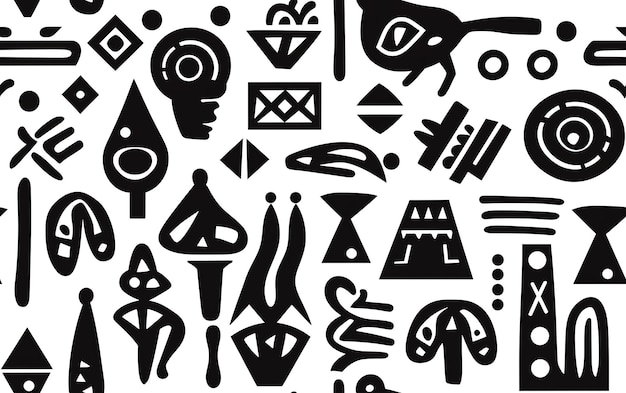 Seamless ethnic african pattern black and white coloring page