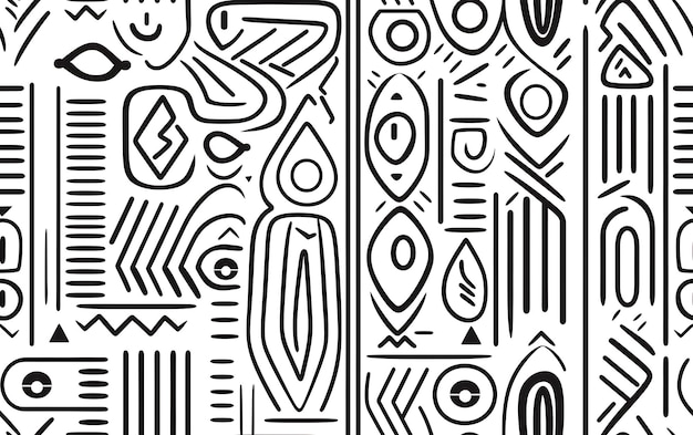 Seamless ethnic african pattern black and white coloring page