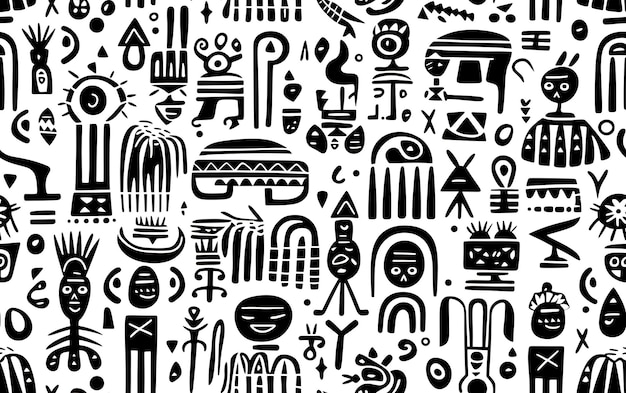 Photo seamless ethnic african pattern black and white coloring page