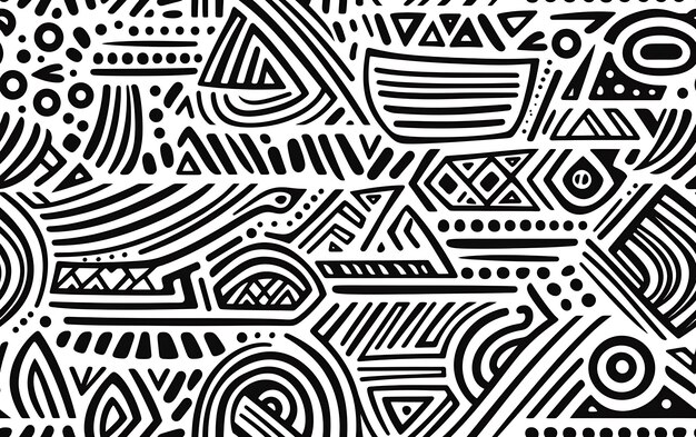 Photo seamless ethnic african pattern black and white coloring page